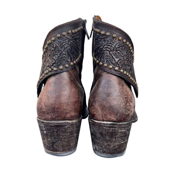 Old Gringo Mini Belinda Brown Leather Studded Ankle Boot Western Women Size 9 B - Picture 5 of 10